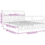 vidaXL Cadre de lit métal sans matelas avec pied de lit noir 150x200cm