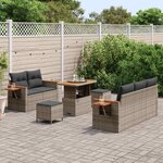 vidaXL Ensemble de canapé de jardin 8 Pièces Gris polyrotin