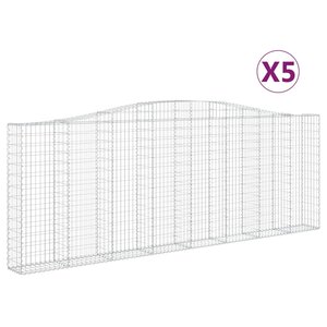 vidaXL Paniers à gabions arqués 5 Pièces 400x30x140/160 cm Fer galvanisé
