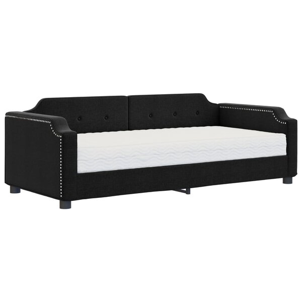 vidaXL Lit de jour avec matelas noir 80x200 cm tissu