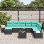 vidaXL Ensemble de canapé de jardin avec coussin 9 Pièces Noir polyrotin