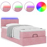 vidaXL Lit ottoman avec matelas et LED rose 80x200cm velours