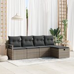vidaXL Ensemble de Canapés de Jardin en 5 Pièces avec Coussins Gris Rattan Poly