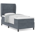 Lit box spring vidaXL avec matelas gris foncé 90x200 cm en velours