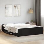 vidaXL Cadre de lit avec tiroirs sans matelas noir 150x200 cm