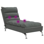 vidaXL Chaise longue de massage avec coussins gris foncé tissu