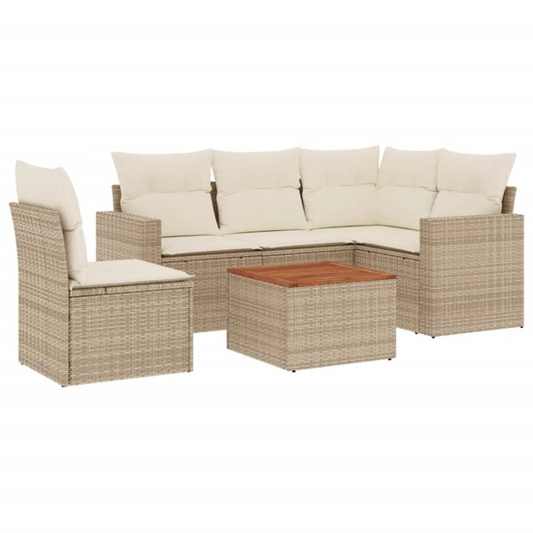 vidaXL Salon de jardin avec coussins 6 Pièces beige résine tressée