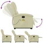 vidaXL Fauteuil inclinable de massage crème cuir véritable