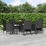 vidaXL Ensemble à manger de jardin avec coussins 7 Pièces Noir