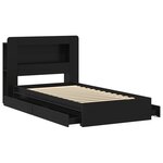 vidaXL Cadre de lit avec rangement Noir 90 x 190 cm Bois d'ingénierie