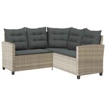 vidaXL Canapé de jardin table et coussins en forme de L gris clair