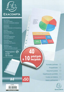 Paquet de 50 pochettes perforées 5/100 A4 EXACOMPTA
