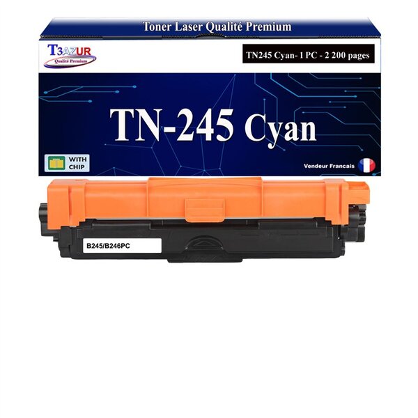 T3AZUR - Toner compatible avec Brother TN245  pour Brother DCP-9022CDW  DCP9022CDW - Cyan