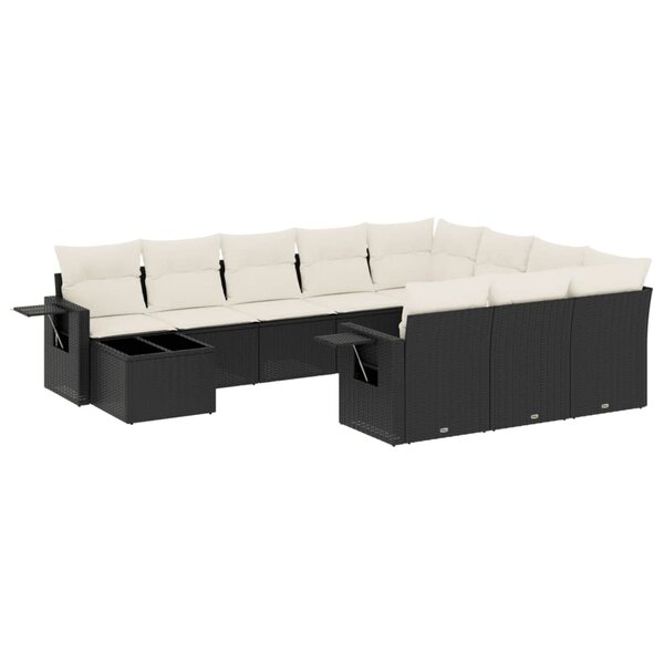 vidaXL Salon de jardin 11 Pièces avec coussins noir résine tressée