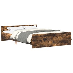 vidaXL Cadre de lit sans matelas chêne fumé 135x190 cm