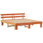 vidaXL Cadre de lit avec tête de lit Brun cire 200 x 200 cm Pin massif