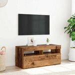 vidaXL Meuble TV avec lumières LED vieux bois bois d'ingénierie