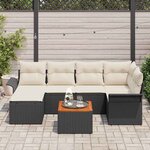 vidaXL Ensemble de canapé de jardin avec coussin 7 Pièces Noir et Crème