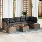 vidaXL Ensemble de canapé de jardin avec coussin 8 Pièces Gris Poly rotin