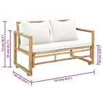 vidaXL Canapé de jardin à 2 places avec coussins Bambou