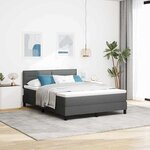 vidaXL Lit à ressorts avec matelas Gris foncé 160 x 200 cm tissu