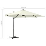 vidaXL Parasol de jardin en porte-à-faux et mât et lumières LED sable