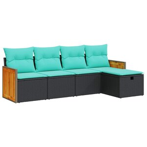 vidaXL Salon de jardin 5 Pièces avec coussins noir résine tressée