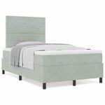 Lit à sommier box avec matelas Gris clair 120x200 cm Velours