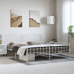 vidaXL Cadre de lit métal sans matelas et pied de lit blanc 183x213 cm