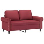 vidaXL Canapé 2 places avec oreillers bordeaux 120 cm similicuir
