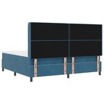 Lit Box Spring vidaXL avec Matelas et LED Bleu Foncé 200x200 cm Velours