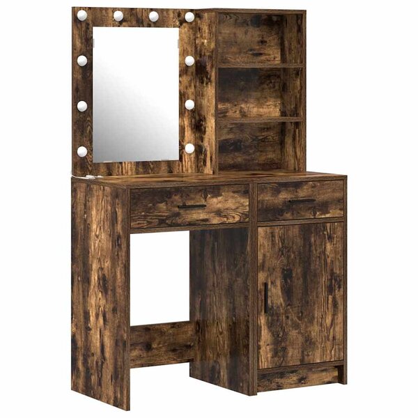 vidaXL Ensemble de Coiffeuse 2 Pièces Chêne fumé 50 x 41 x 135 cm