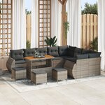 Ensemble de Canapé de Jardin 13 pièces avec coussins Gris Poly Rotin Acacia