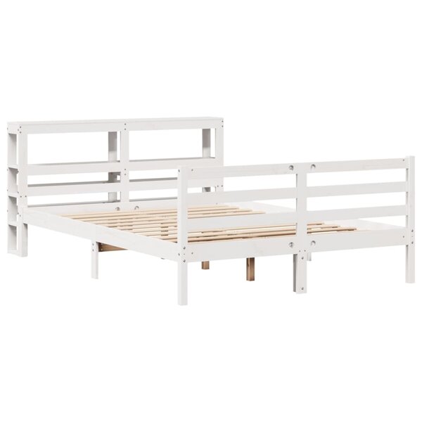 vidaXL Cadre de lit sans matelas blanc 135x190 cm bois de pin massif