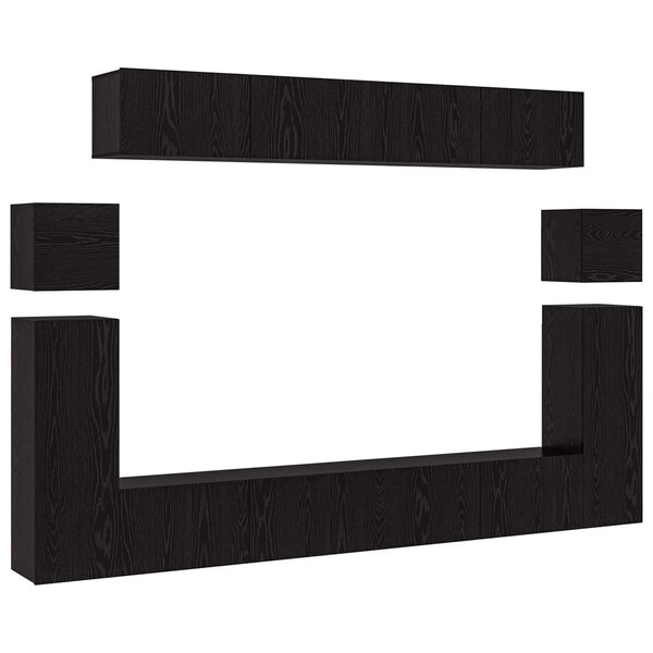 vidaXL Ensemble meuble TV 8 Pièces Chêne noir 100 x 30 x 30 cm