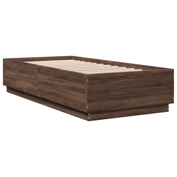 vidaXL Cadre de lit chêne marron 100x200 cm bois d'ingénierie
