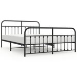 vidaXL Cadre de lit métal sans matelas avec pied de lit noir 180x200cm