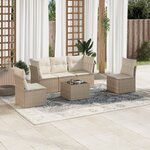 vidaXL Salon de jardin avec coussins 6 Pièces beige résine tressée