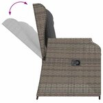 vidaXL Banc inclinable de jardin avec coussins gris résine tressée