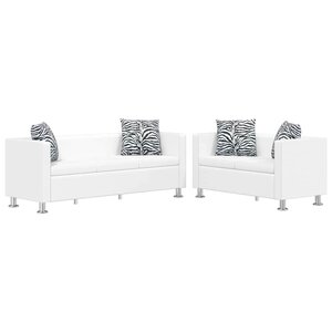 vidaXL Ensemble de canapés 2 places et 3 places Cuir synthétique Blanc