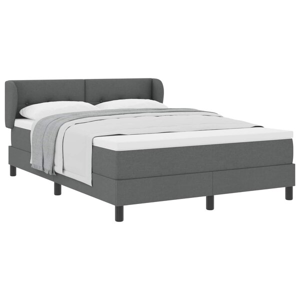 vidaXL Lit à ressorts avec matelas Gris foncé 140 x 200 cm tissu