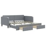 vidaXL Lit de jour avec gigogne et tiroirs gris clair 90x190 cm tissu