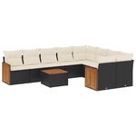 vidaXL Salon de jardin 10 Pièces avec coussins noir résine tressée