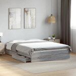 vidaXL Cadre de lit avec tiroirs sans matelas sonoma gris 140x200 cm