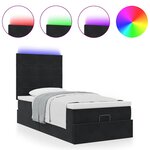 vidaXL Cadre de lit ottoman avec matelas noir 90x200 cm velours