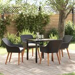 vidaXL Ensemble de salle à manger pour jardin 5 Pièces Noir polyrotin