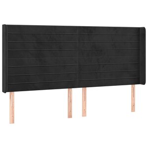 vidaXL Tête de lit avec oreilles Noir 163x16x118/128 cm Velours