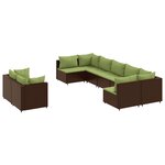 vidaXL Salon de jardin avec coussins 9 Pièces marron résine tressée
