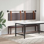 vidaXL Tête de lit suspendue Avec lumière LED Marron foncé PU antique