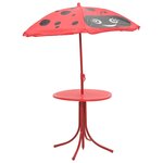 vidaXL Jeu de bistro avec parasol pour enfants 3 Pièces Rouge